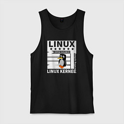 Майка мужская хлопок Пингвин программист системы линукс, цвет: черный