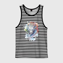 Майка мужская хлопок Дракон нарисованный акварелью, цвет: черная тельняшка