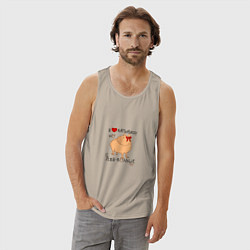 Майка мужская хлопок Мем капибара: я люблю купибару но себя больше, цвет: миндальный — фото 2