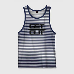 Майка мужская хлопок Get out black, цвет: синяя тельняшка