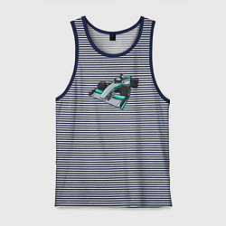 Майка мужская хлопок Формула-1 Mercedes, цвет: синяя тельняшка