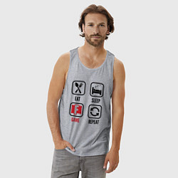 Майка мужская хлопок Eat - sleep - Fortnite - repeat, цвет: меланж — фото 2