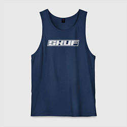 Майка мужская хлопок Скуф белым, цвет: тёмно-синий