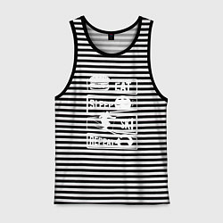 Майка мужская хлопок Еда сон лыжи, цвет: черная тельняшка