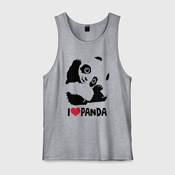 Майка мужская хлопок I love panda, цвет: меланж