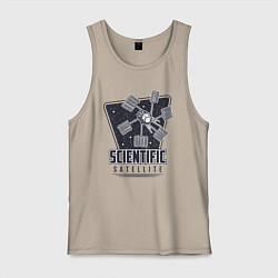 Майка мужская хлопок Научный спутник, цвет: миндальный