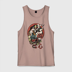 Майка мужская хлопок Демон - маска, цвет: пыльно-розовый