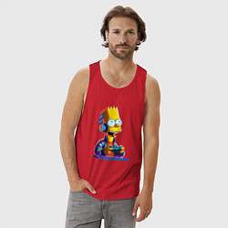 Майка мужская хлопок Bart is an avid gamer, цвет: красный — фото 2