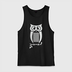 Майка мужская хлопок Сова сидит на ветке, цвет: черный