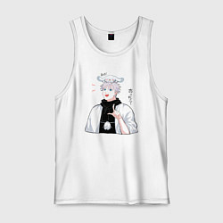 Майка мужская хлопок Сатору Годжо и зайчик - Магическая битва, цвет: белый