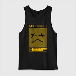Майка мужская хлопок Fake smile streetwear, цвет: черный