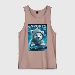 Мужская майка Белый медвежонок - киберспорт