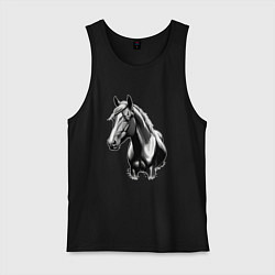 Майка мужская хлопок Портрет лошади, цвет: черный