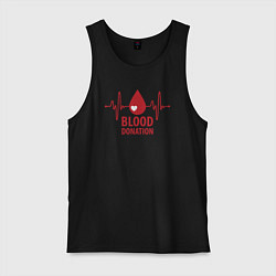 Майка мужская хлопок Донорство крови, цвет: черный