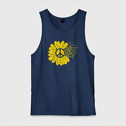 Майка мужская хлопок Цветок мира, цвет: тёмно-синий