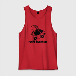 Майка мужская хлопок Бешеный тостер автомобиль Smart, цвет: красный