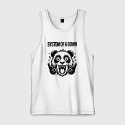 Майка мужская хлопок System of a Down - rock panda, цвет: белый