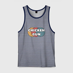 Майка мужская хлопок Chicken gun круги, цвет: синяя тельняшка