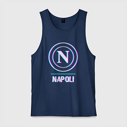 Майка мужская хлопок Napoli FC в стиле glitch, цвет: тёмно-синий