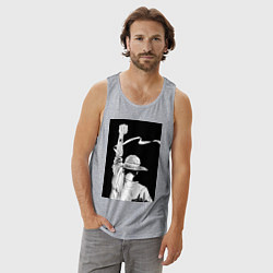 Майка мужская хлопок Ван Пис Луффи Монки Д, цвет: меланж — фото 2