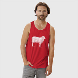 Майка мужская хлопок Белая овечка, цвет: красный — фото 2