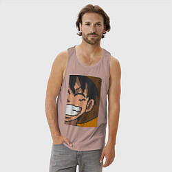 Майка мужская хлопок Ван Пис Луффи Монки Д пиксельный, цвет: пыльно-розовый — фото 2