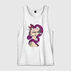 Майка мужская хлопок Кобра вьется вокруг руки механика, цвет: белый