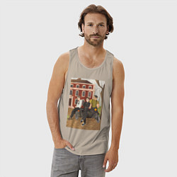 Майка мужская хлопок Красные кирпичи, цвет: миндальный — фото 2