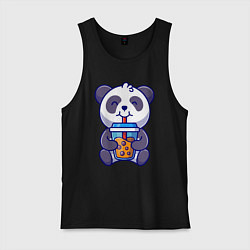 Майка мужская хлопок Drinking panda, цвет: черный