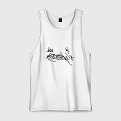 Мужская майка Дед Мазии и заяц на лодке