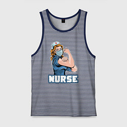 Майка мужская хлопок Good nurse, цвет: синяя тельняшка