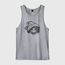 Майка мужская хлопок Новогодний тигренок, цвет: меланж