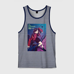Майка мужская хлопок Евангелион Мисато Кацураги, цвет: синяя тельняшка