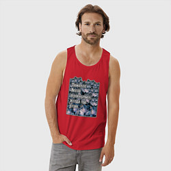 Майка мужская хлопок Мемные волки-тяжелее всего проснуться когда ты спа, цвет: красный — фото 2