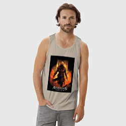 Майка мужская хлопок Assassins creed песочная буря, цвет: миндальный — фото 2