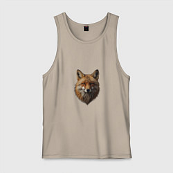 Майка мужская хлопок Голова рыжей лисицы, цвет: миндальный