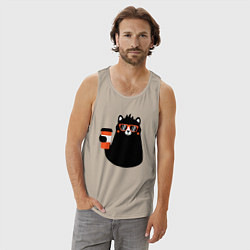 Майка мужская хлопок Мишка с напитком, цвет: миндальный — фото 2