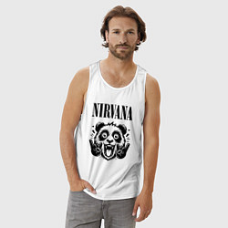 Майка мужская хлопок Nirvana - rock panda, цвет: белый — фото 2
