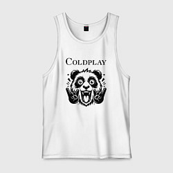 Майка мужская хлопок Coldplay - rock panda, цвет: белый