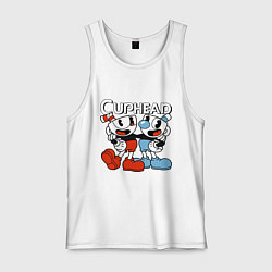 Майка мужская хлопок Cuphead and Mugman, цвет: белый