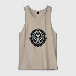 Майка мужская хлопок Черная метка пирата, цвет: миндальный