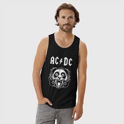 Майка мужская хлопок AC DC rock panda, цвет: черный — фото 2