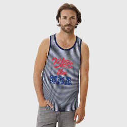 Майка мужская хлопок Bless the USA, цвет: синяя тельняшка — фото 2