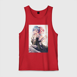 Майка мужская хлопок ReZero Рем - Жизнь с нуля в альтернативном мире, цвет: красный