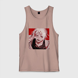 Майка мужская хлопок Токийский гуль Сузуя, цвет: пыльно-розовый