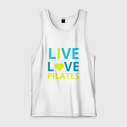 Майка мужская хлопок Пилатес - любовь, цвет: белый