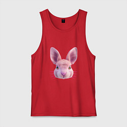 Майка мужская хлопок Розовый заяц - портрет кролика, цвет: красный