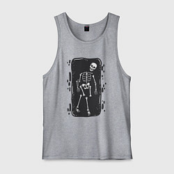 Майка мужская хлопок Скелет в могиле, цвет: меланж