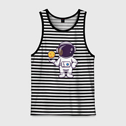 Майка мужская хлопок Космонавт и планета, цвет: черная тельняшка