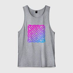 Майка мужская хлопок Квадратный лиловый кельтский узор, цвет: меланж